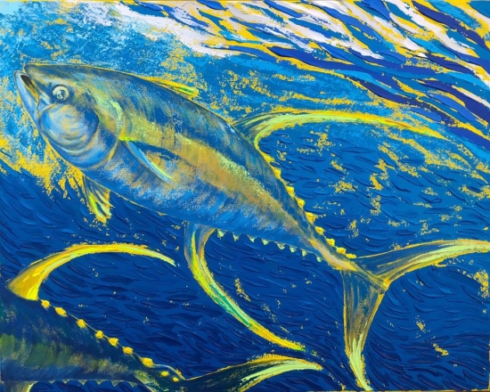 Gold Rush (sold), Acrylic by Amy-Lauren Lum Won - Kauai fish art, Hawaii fish paintings